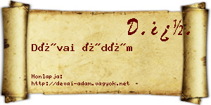 Dévai Ádám névjegykártya