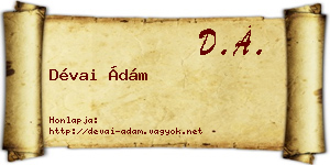 Dévai Ádám névjegykártya